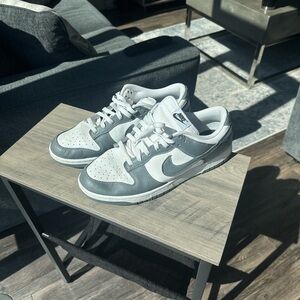 Nike White and Gray Low-Top Dunk Sneakers